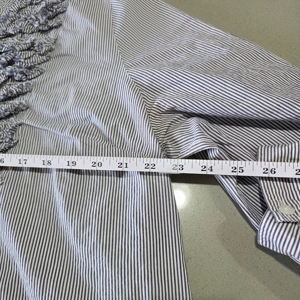 Lane Bryant Blue White Striped Ruffle Bib Tunic Shirt 100% Cotton Plus 18/20W - Picture 4 of 10